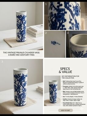 Firm‼️⚠️ Prunus Cylinder Vase - Mid-Century Home Accent
